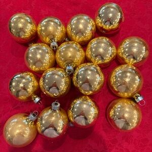 Vintage 16 Gold Rauch Shiny Christmas Ornaments